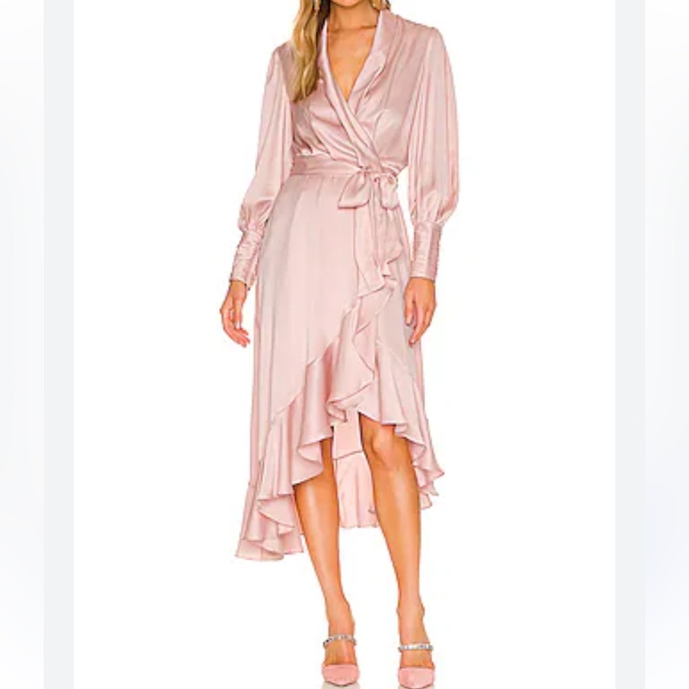 ZIMMERMANN Silk Wrap Midi Dress in Latte size 4 NWT